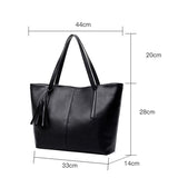 Vintage Black Tassel Tote Bag for Women High Quality Leather Shoulder Bag Large Capacity Top-handle Bag Shopping Lady Purse sac