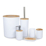 6Pcs Bamboo Bathroom Accessories Sets Toothbrush Holder Soap Dispenser Toilet Brush Bathroom Set Bathroom Decoration Accessories