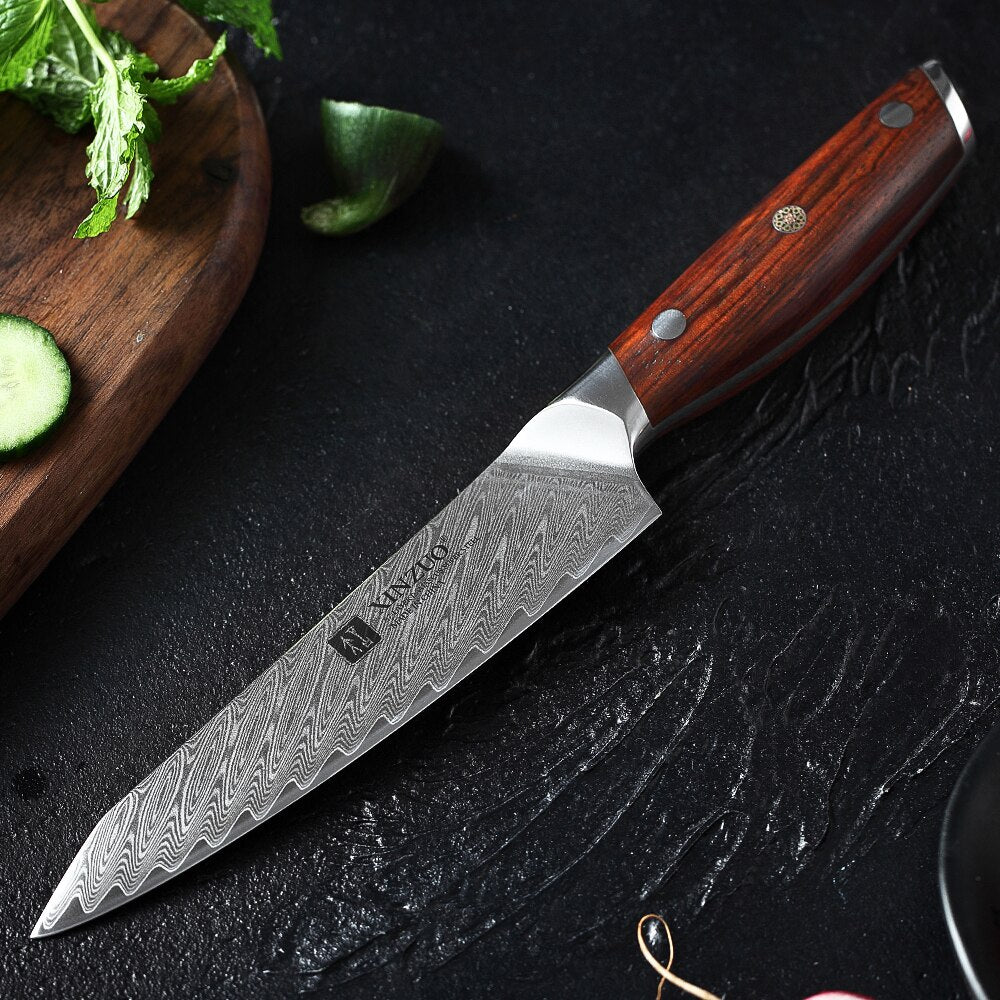 XINZUO 2 PCS Kitchen Knife Brand Cook Sets High hrc Damascus Steel Knife Brand Chef Paring Knives Cooking Tools rosewood Handle