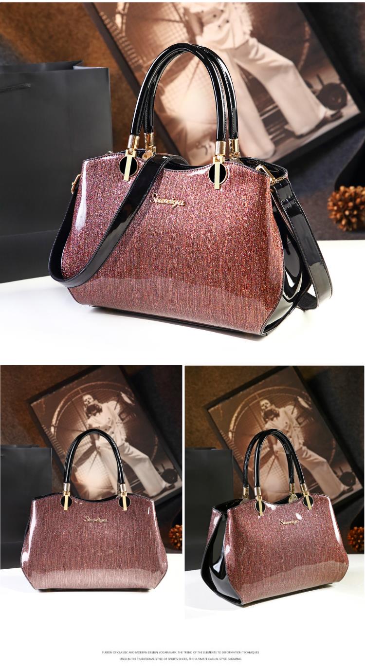 New arrival korean style simple pillow shoulder bags handbags women famous brands top handle bag patent leather messenger clutch