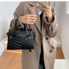 Winter Large Shoulder Bag black v-line Bags with handle Leather Pu Female Luxury Handbags Women Bags Designer Sac A Main Femme