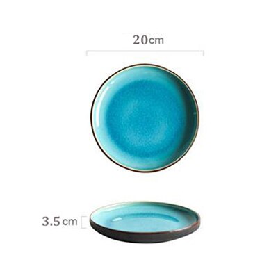 Ice Cracking Glaze Ceramic Tableware Household Dishes Rice Bowls Steamed Fish Dishes Porcelain Blue Dinner Plates