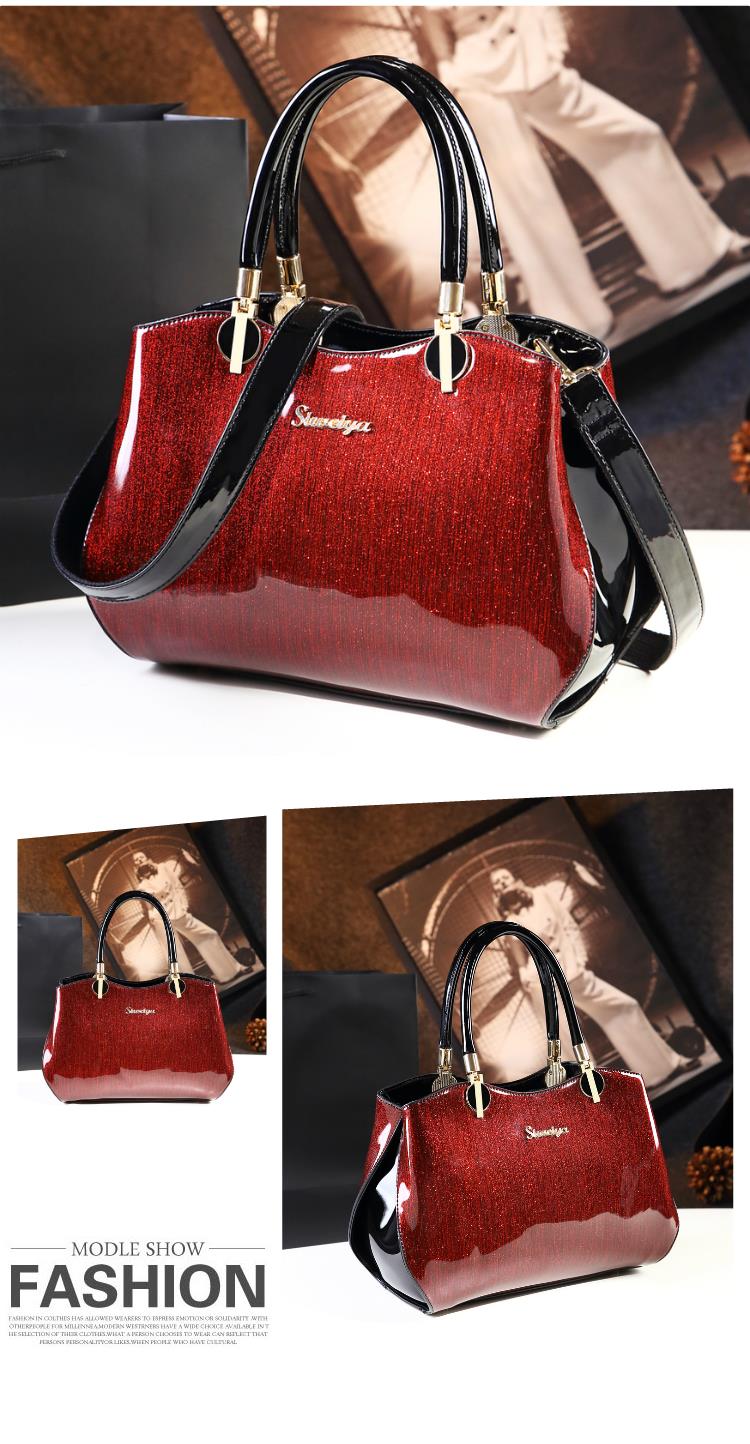 New arrival korean style simple pillow shoulder bags handbags women famous brands top handle bag patent leather messenger clutch