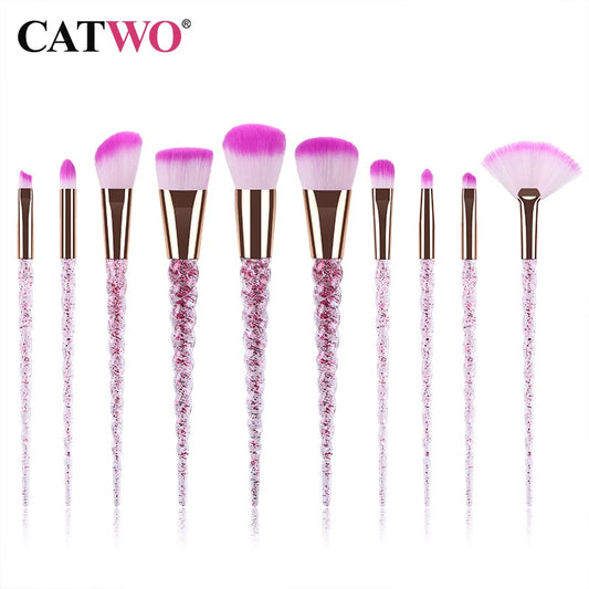 Catwo Makeup Brushes Set Eye Shadow Foundation Powder Eyeliner Eyelash Lip Make Up Brush Cosmetic Beauty Tool Kit Hot 10Pcs