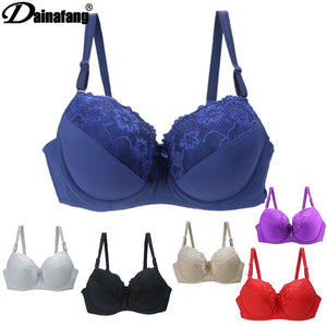2022 New BCDE Cup Embroidered Lace Up Bras Plus Size Women 34 36