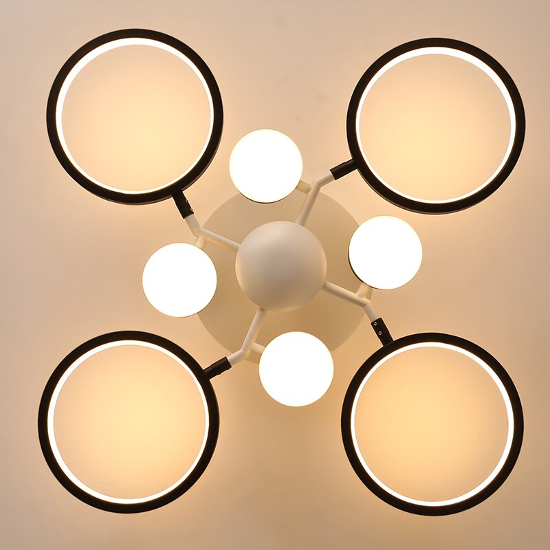 New LED Chandelier Lights For Living Room Bedroom Study Rings Design Deco Lighting Fixtures Luminaire Lustres Dimmable Lamps