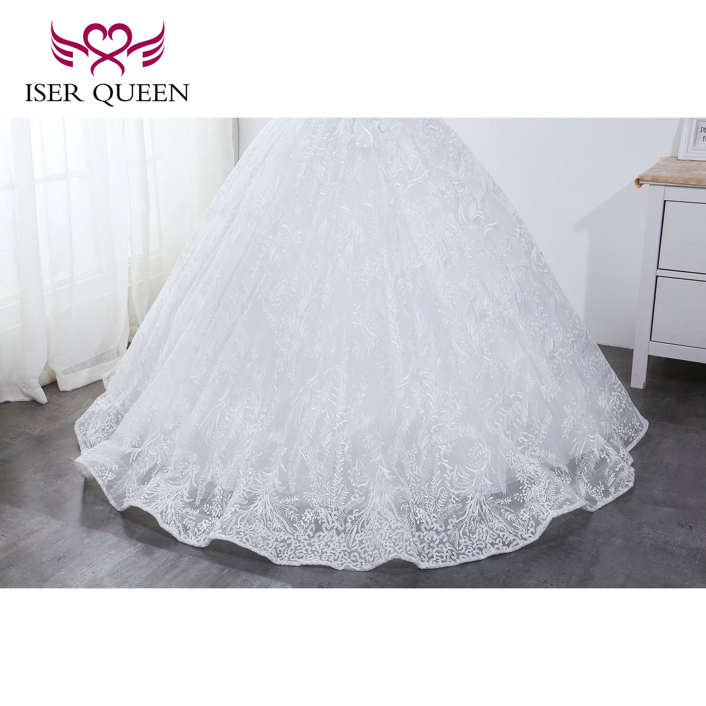 Cap Sleeves Beading Sequined Pearls Ball Gown Wedding Dresses Princess Stylish Lace up Off White Vestido De Novia WX0043