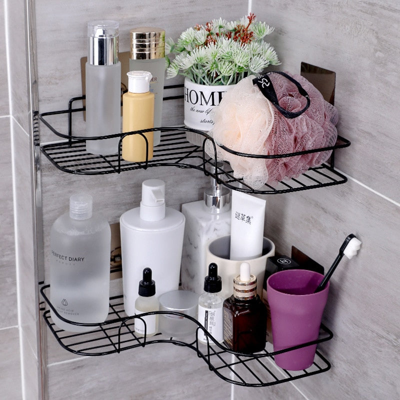 Bathroom Shelf Corner Bathroom Organizer Basket Wall Mounted Shelves ,Shower Shampoo Storage Rack Corner Shelf in the Bath