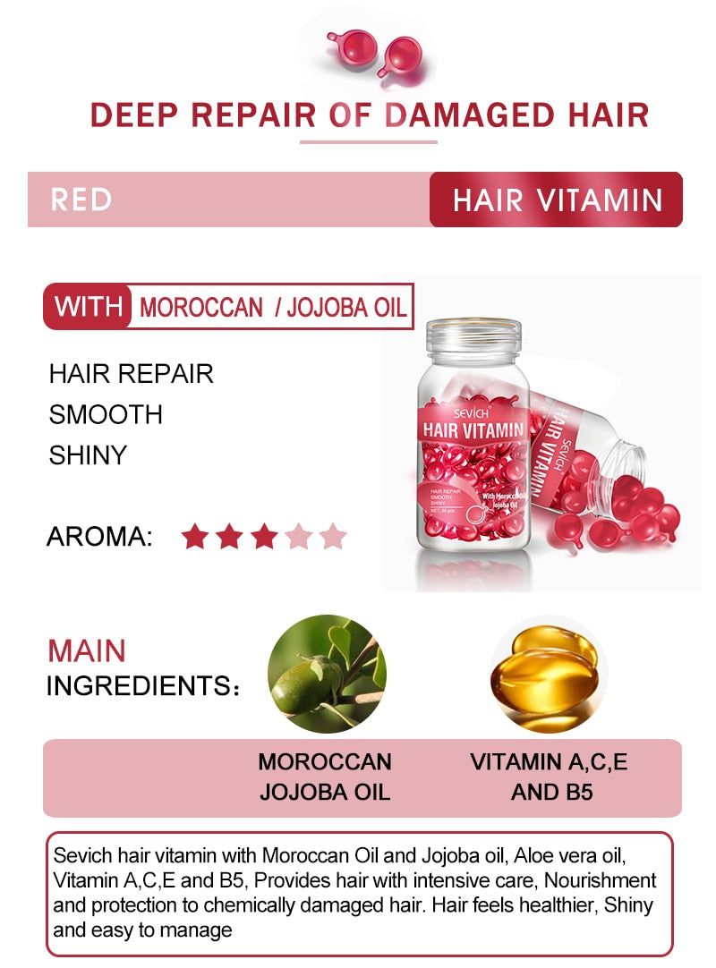 Hair Vitamin Keratin Complex Oil Hair Care Silky Hair Mask Repair Damaged Hair Capsule Serum Repair Hair Moroccan Treatment Oil