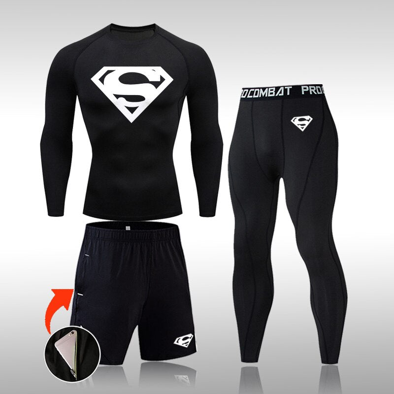 Tracksuit Men Sports Suit Gym Fitness Compression Clothes Running Jogging Sportwear Exercise Workout Rashguard Tights