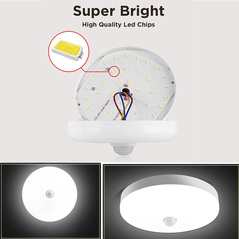 LED Lamp with Motion Sensor Ceiling Lights PIR Night Light Sensor Wall Lamps 110V 220V 18W 15/20/30/40W for Home Stairs Hallway