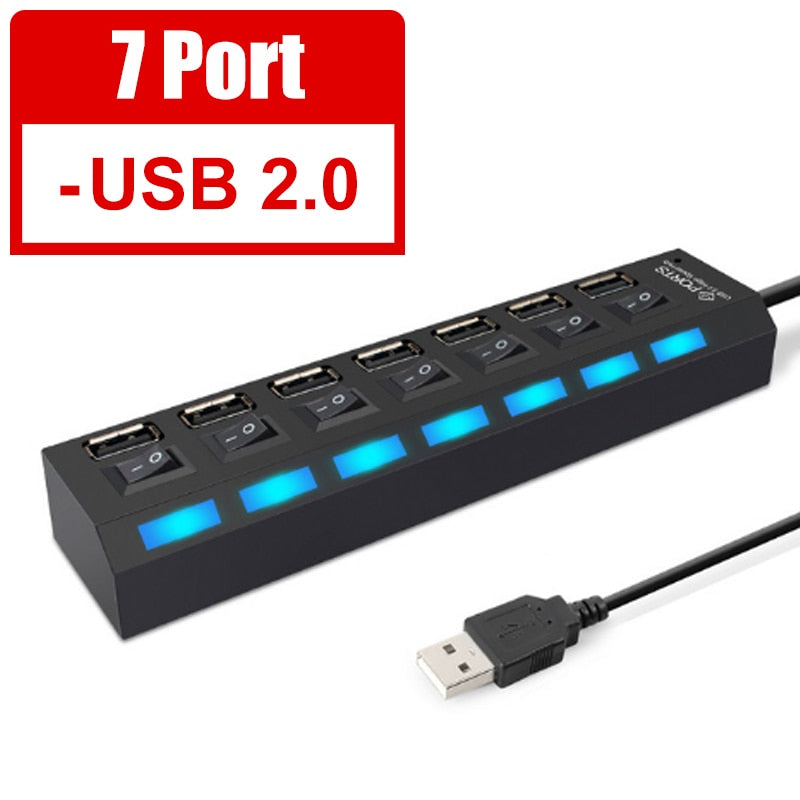 USB Hub 3.0 Hub USB 3 0 Multi USB Splitter USB 3 Hab Use Power Adapter USB 2.0 Hub 4/7 Port With Switch Computer Accessories