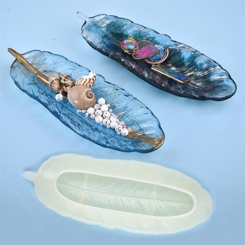 Angel Wing Tray Silicone Jewelry Resin Mold Large Feather Dishes Plate DIY Mold Lace Border Silicone Mold Polymer Clay Molds