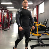 Mens Running Set Compression T-Shirt Pants Sport Long Sleeves T Shirts Fitness Rashguard Men Gym Leggings Clothes Tight Suit