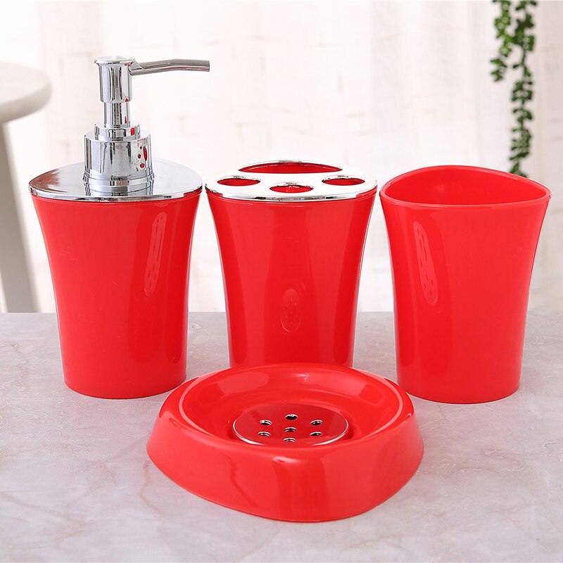 4Pcs/Set Bathroom Accessories Plastic Soap Dispenser Dish Toothbrush Holder Mouth Cup Home Decoration