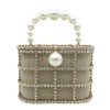Boutique De FGG Diamonds Basket Evening Clutch Bags Women Luxury Pearl Beaded Metallic Cage Handbags Ladies Wedding Party Purse