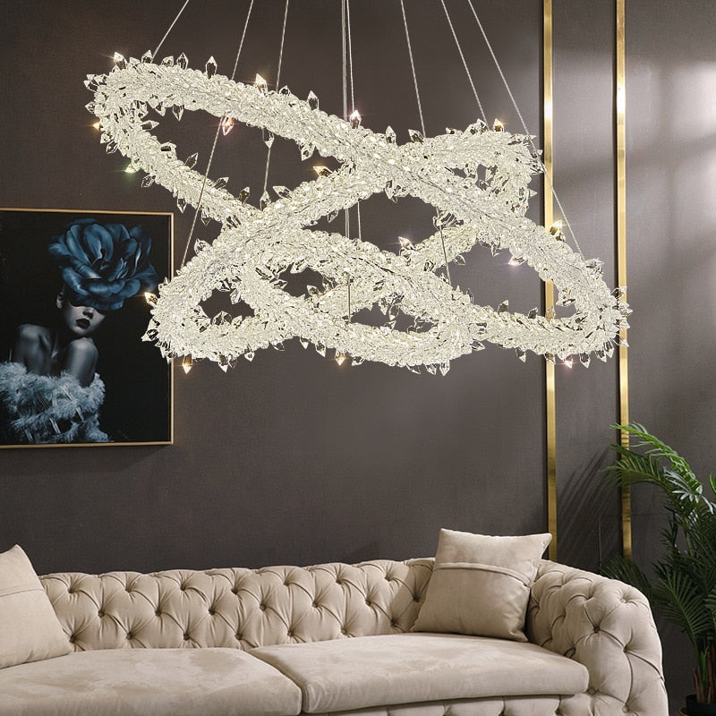 Nordic Cololful Snow Flower Chandeliers Ice Flower Crystal Chandelier Luxury Lighting Living Room Restaurant Decoration