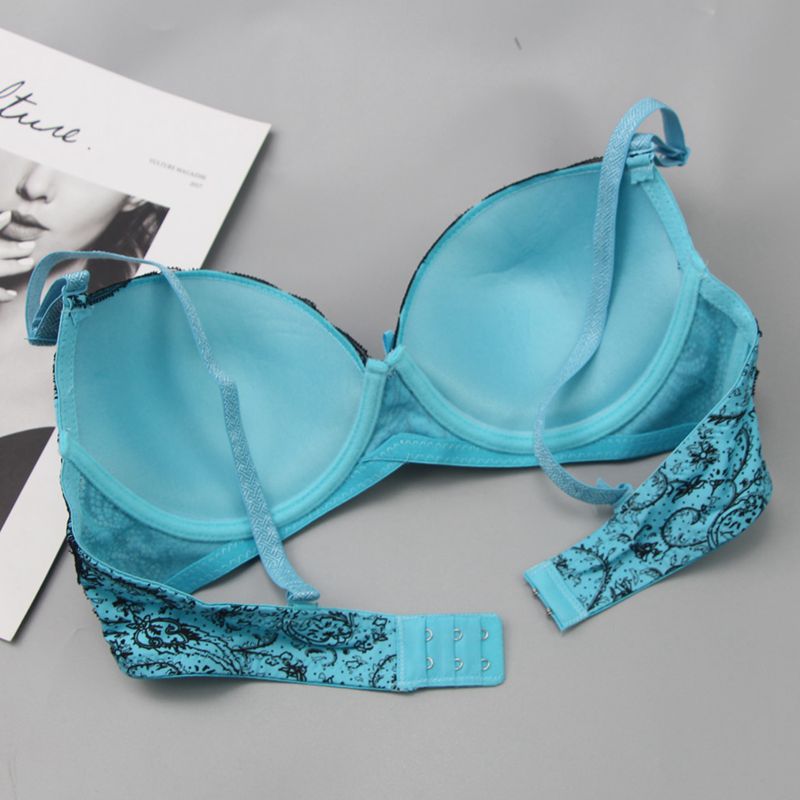 2022 New BCDE Cup Embroidered Lace Up Bras Plus Size Women 34 36 38 40 42 Brassiere Printing Style Female Lingerie