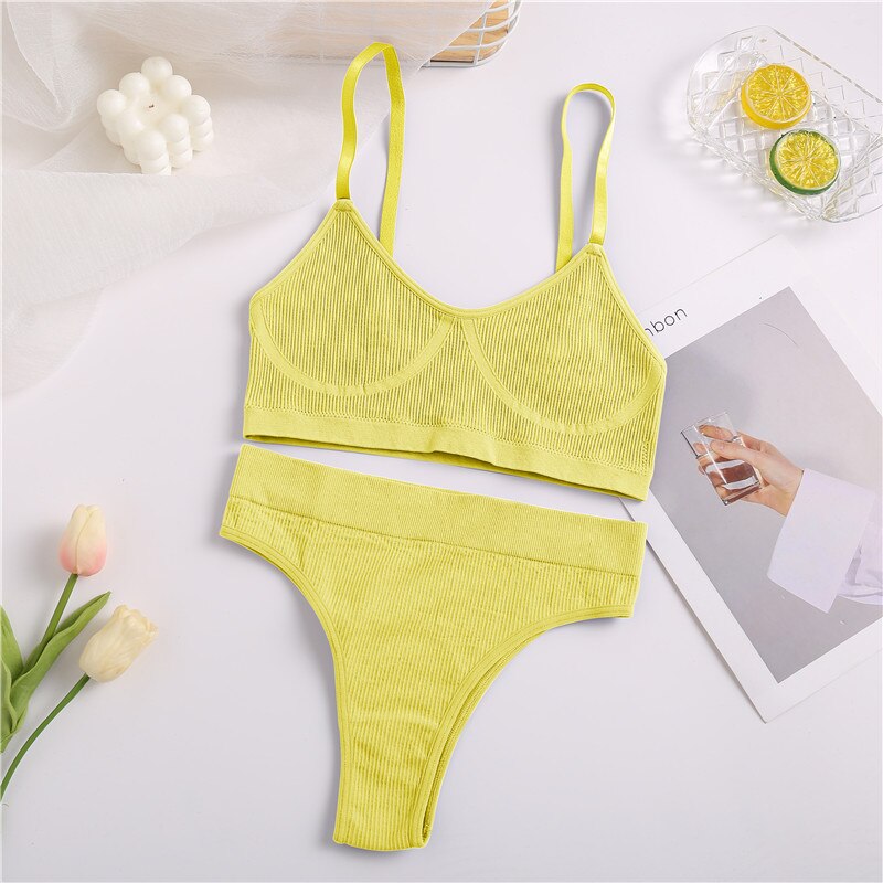 Women Bra Set Panties Sexy Push Up Bralette Female Fitness Seamless Underwear Sports Lingerie Brassiere Set Tank Crop Tops S-XL