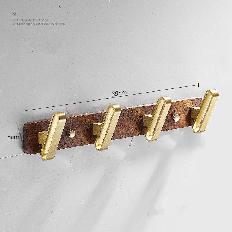 Tuqiu Robe Hook,Clothes Hook,Towel hanger, Wood and Aluminum ,Bathroom Hardware,kitchen hooks Brushed gold bathroom accessories