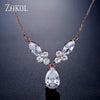 ZAKOL Brand Design Unique Water Drop Zirconia Crystal Pendant Necklaces for Elegant Women Fashion Bridal Jewelry FSNP2110
