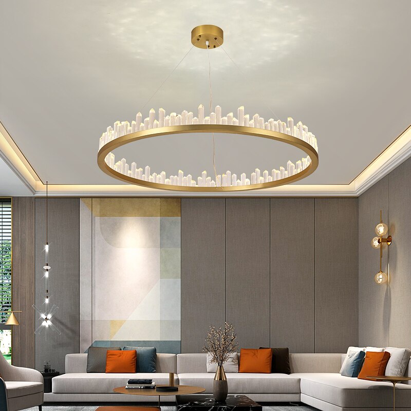 Living Room Crystal Chandelier Round Ceiling Chandelier Modern Kitchen lights led Hanging Lamp Hotel Lobby Exhibition Hall