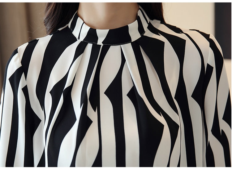 Fashion Woman Blouse 2021 Striped Chiffon Blouse Shirt Long Sleeve Women Shirts Office Work Wear Womens Tops Blusas 0941 60