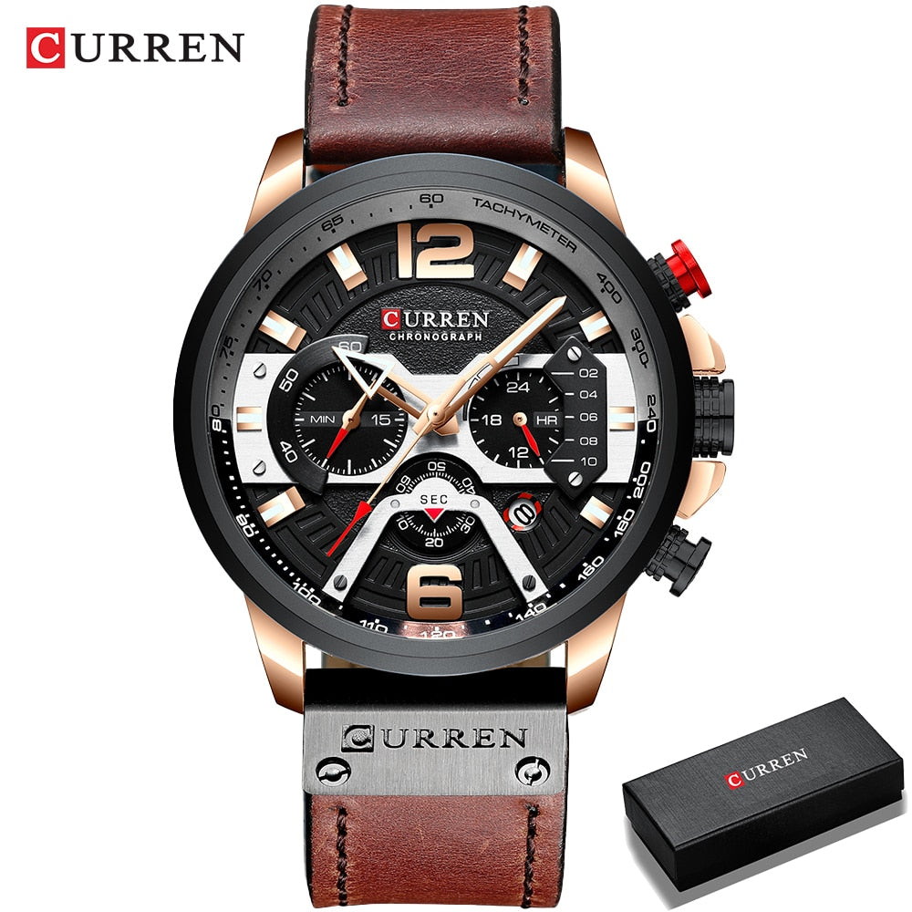 Wristwatch Mens CURREN Top Brand Luxury Sports Watch Men Fashion Leather Chronograph Watches with Date for Men Male Clock