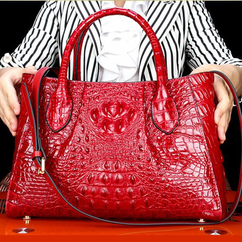 Handbag women's leather Tote Bag Quality Cowhide Crocodile Pattern bags 2021 women's brand Luxury Designer Women's bag