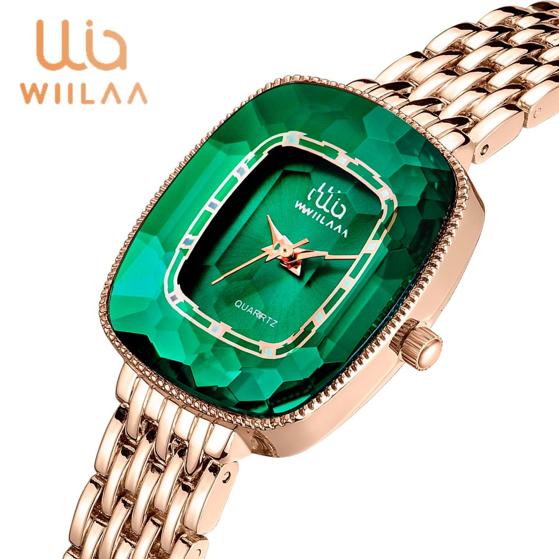 WIILAA 2022 Green Diamond Style Luxury Women Quartz Watch Creative Unique Ladies Wrist Watch For Female Clock relogio feminino