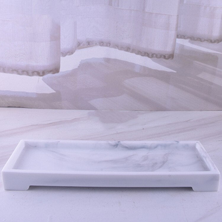 Luxury Resin Bathroom Accessories Set Tray 5pcs Set Nordic White Marble Texture Resin Bathroom Kit Soap Dispenser Storage Tray