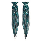 2022 New Trendy Crystal Long Tassel Earrings Blue Rhinestone Waterdrop Dangle Drop Earrings Eardrop For Women Jewelry Gift