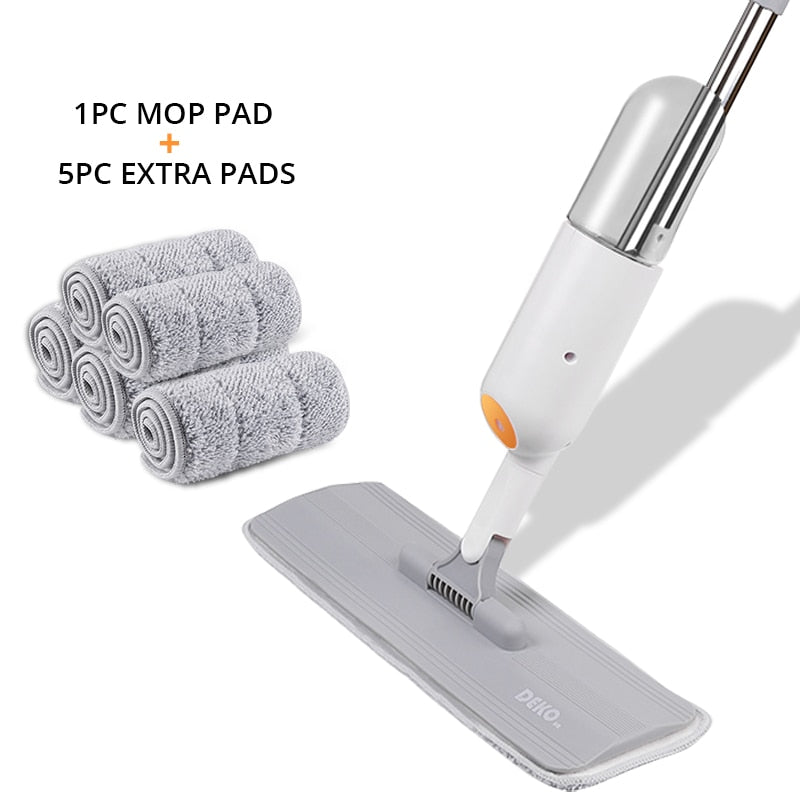 DEKO Water Spray Mop Handle Home Cleaning Tools For Wash Floor Cleaner Lazy Flat Mops With Replacement Reusable Microfiber Pads