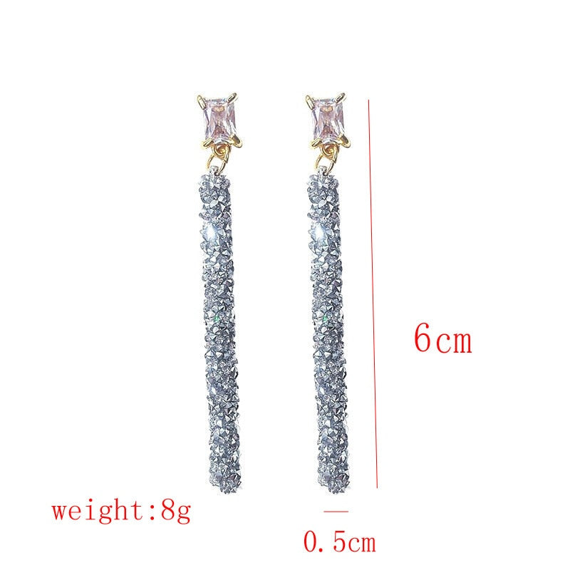 Exknl 2020 New Fashion Arrival Crystal Classic Geometric Long Dangle Earrings For Woman Female Jewelry Korean Simple Earrings