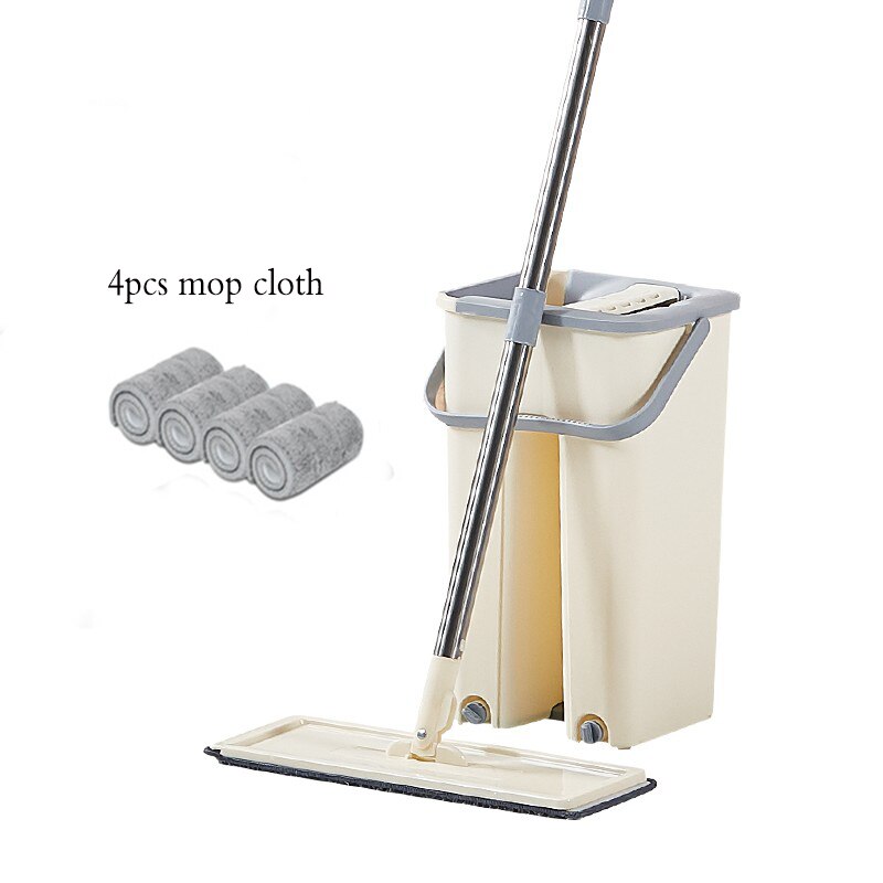 Hands Free Mop with Bucket 360 Rotating Flat Mop Home Kitchen Floor Mop Lazy Mops Household Cleaning Tool