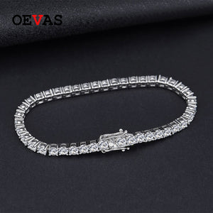 OEVAS 100% 925 Sterling Silver Created Moissanite Gemstone Bangle Charm Wedding Bracelet Fine Jewelry Wholesale Drop Shipping