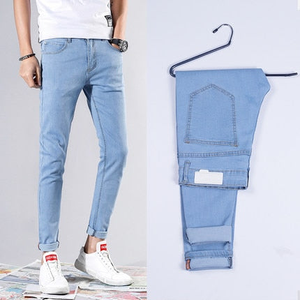 Good Quality 4 colors Skinny Jeans Men Spring Summer Slim Denim Jeans Men Cotton Elastic Denim Pants Cowboy Trousers