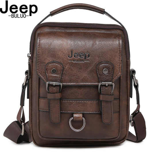 JEEP BULUO Multi-function Business Handbags Men New Man's Shoulder Bag Large Capacity Leather Messenger Bag Crossbody Big Brand