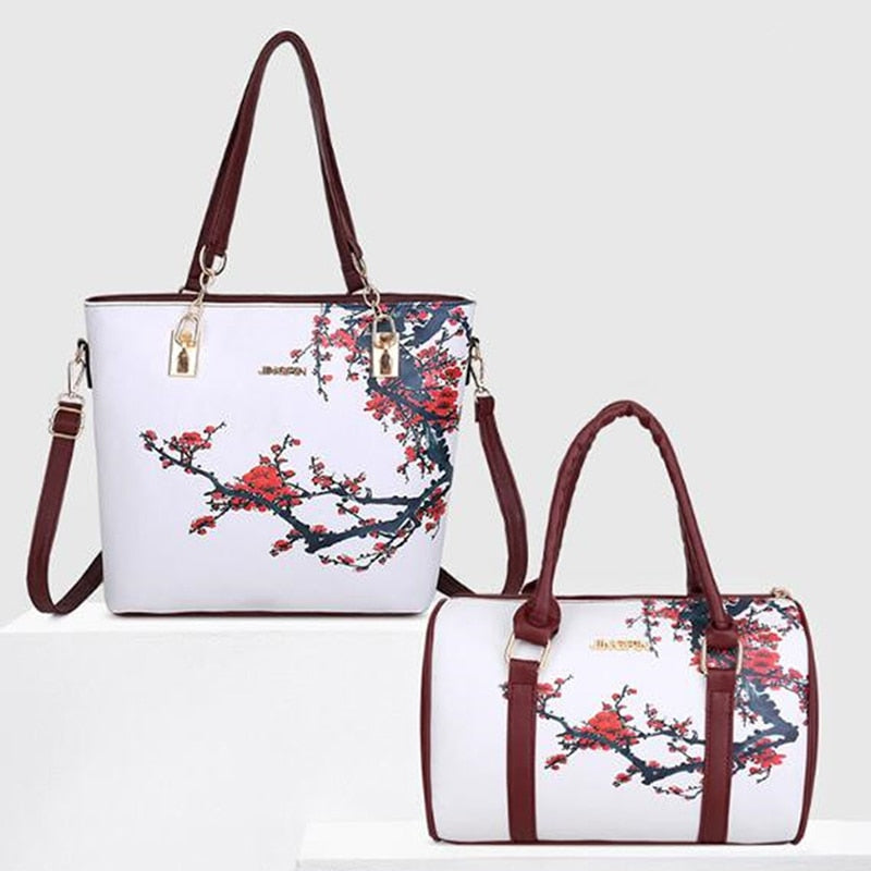 Floral Print Women Handbags Shoulder Bags Set Female Practical Composite Bag 6-Piece Set Designer Brand Bolsa