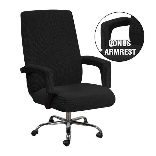 3pcs universal chair cover with 2 armrests office computer chair cover 100% polyester fiber elastic washable removable