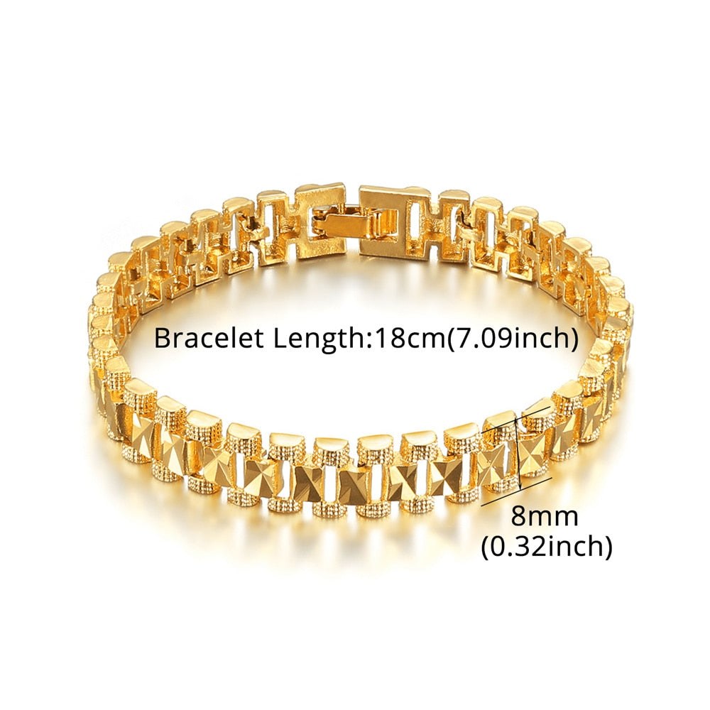 Chunky Mens Hand Chain Bracelets Male Wholesale Bijoux Gold/Silver Color Chain Link Bracelet For Men Jewelry pulseira masculina