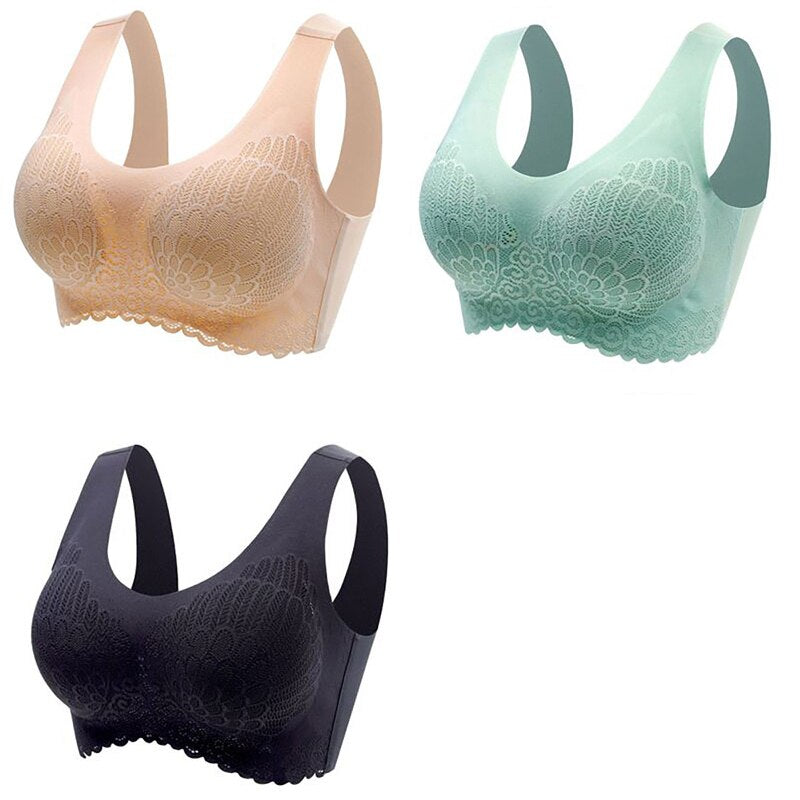 3pcs Latex Bra Seamless Bras For Women With Pad Vest Top Bra