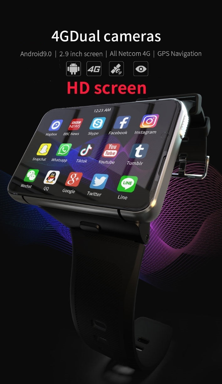 FUCHE APPLLP MAX 4G WiFi Smart Watch Men Dual Camera Video Calls Phone Heart Rate Monitor 4G+64G Game Smartwatch