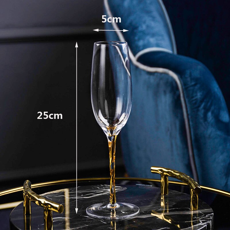 High quality Crystal glass cup golden side Goblet Wine Cup Champagne Glasses Creative Bar party hotel Home Drinking Ware