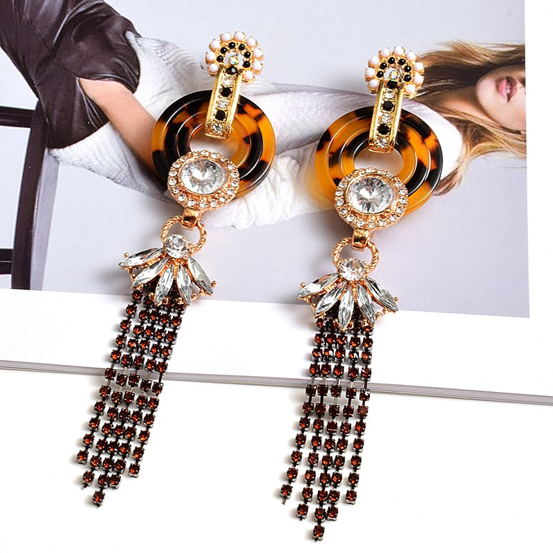 Colorful Crystals Long Earring High-end Fashion Trend Drop Earrings New Jewelry Accessories For Women Wholesale