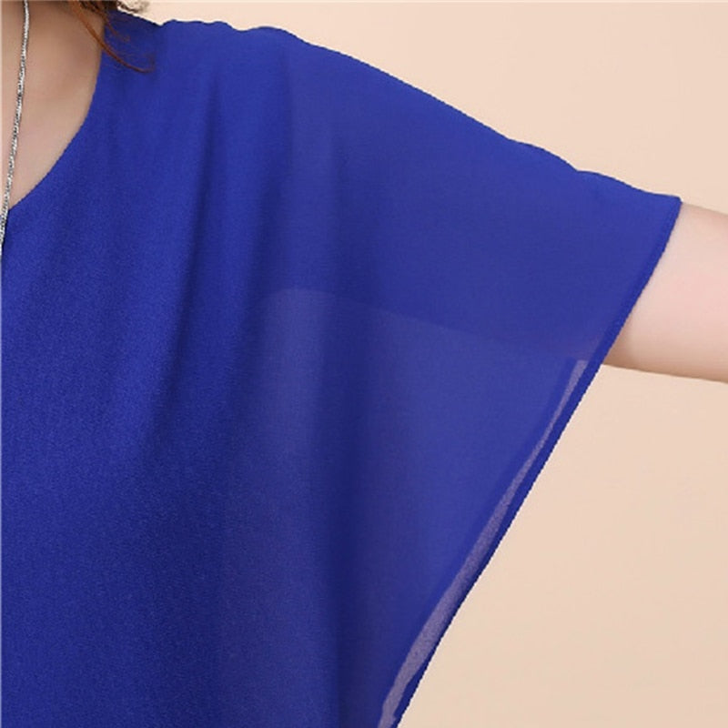 Summer Casual Short Sleeve Women Blouse 5XL Plus Size Chiffon Blouses Beach Shirt Office Work Loose Shirts Blusas Feminina Tops