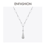 ENFASHION Water Droplet Pendant Necklace Women Stainless Steel Gold Color Chain Choker Necklace Fashion Jewelry 2020 P203086