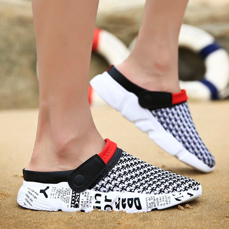 Fashion Sneakers Without Laces Man Handmade Beach Men's Summer Shoes Big Size Mesh Sneakers Light Shoes 2021 Outdoor Flats A-032