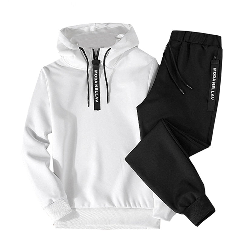 Sets Tracksuit Men Autumn Winter Hooded Sweatshirt Drawstring Outfit Sportswear 2021 Male Suit Pullover Two Piece Set Casual