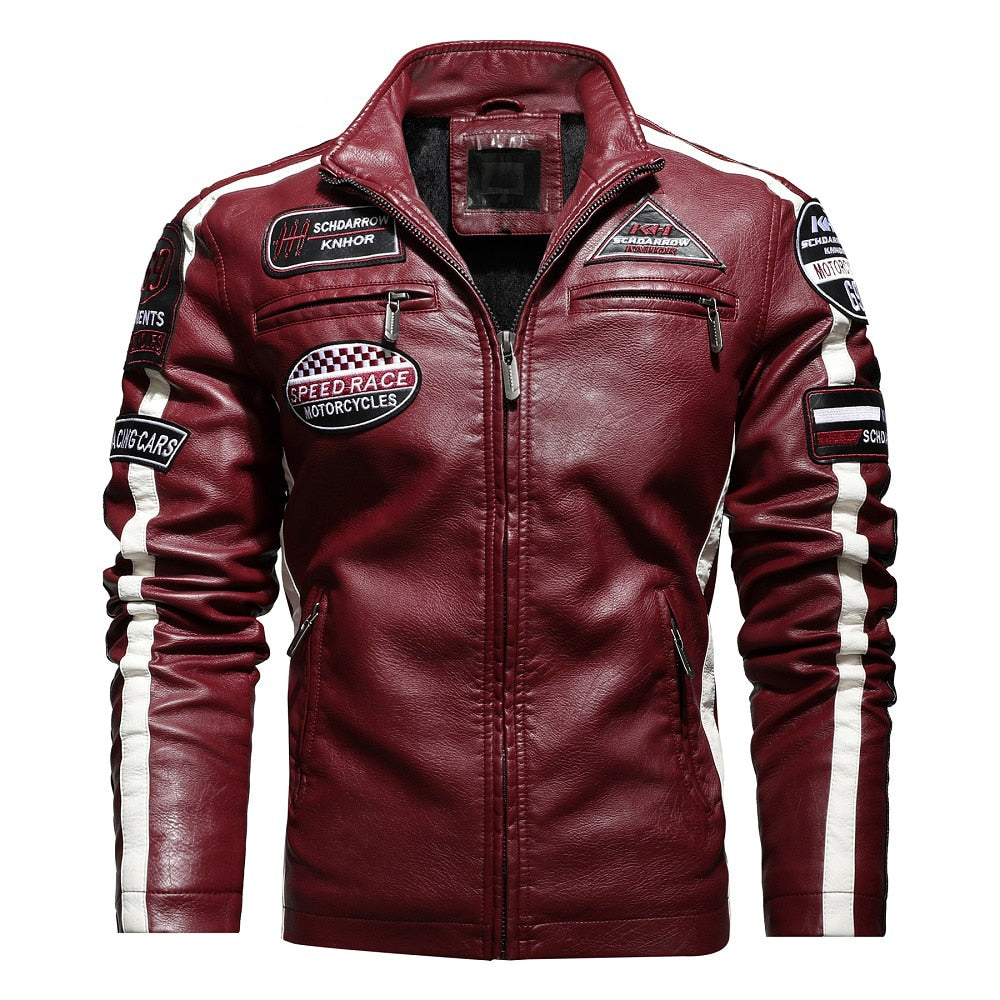 Aliksada Men Autumn Winter New Fashion Motor Biker Leather Jackets Coat Men Vintage Style Patchwork PU Faux Leather Jackets Men